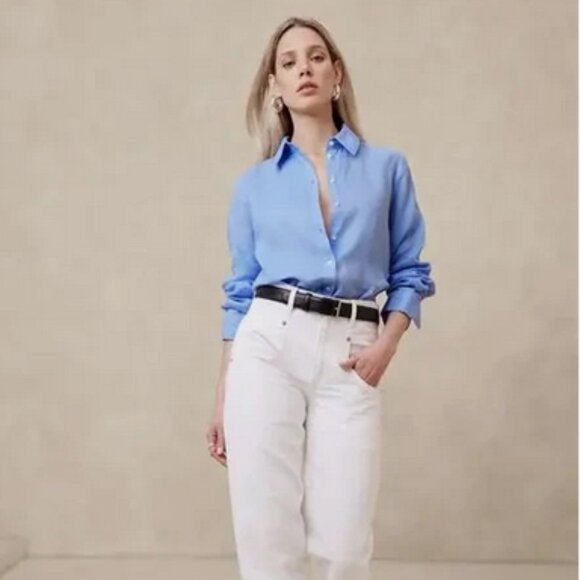 Banana Republic Tops - Banana Republic Classic 100% Linen Button Down Shirt XXS